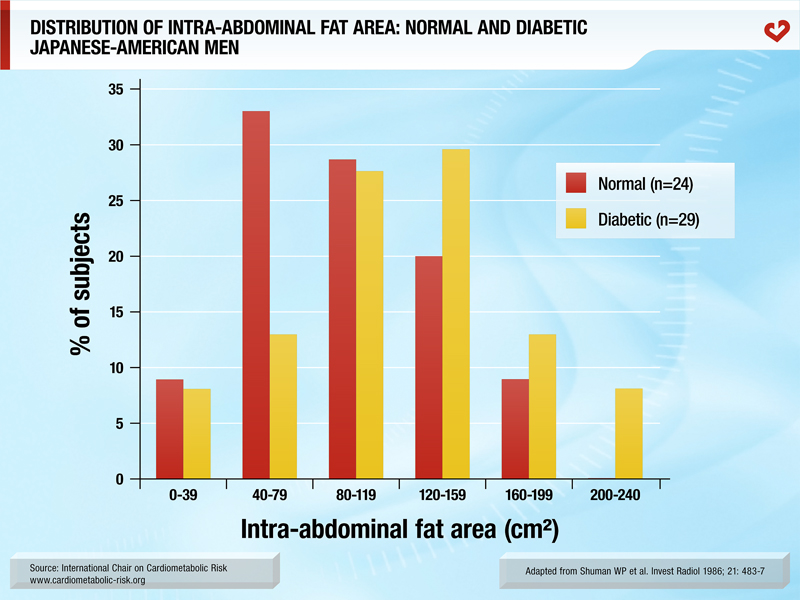 Distribution of intra-abdominal fat area: normal and diabetic Japanese-American men